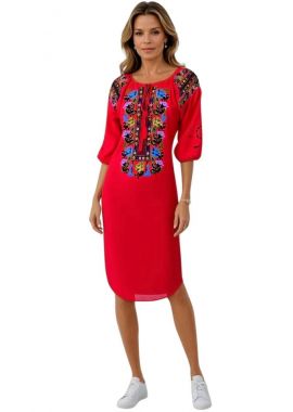 Rochie traditionala rosie, dama, R24