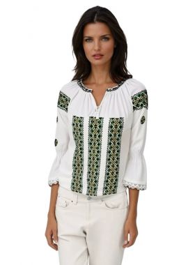 Ie dama alba cu broderie, RA11, alb/verde