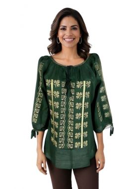 Bluza dama traditionala verde RS25 verde/bej