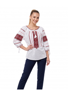 Bluza dama IL26 alb/rosu