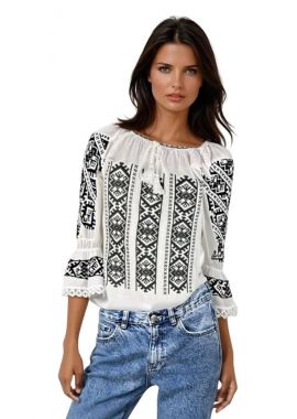 Bluza dama tip ie 257 alb/negru mahon