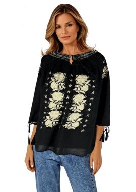 Bluza traditionala dama neagra 257 negru/bej