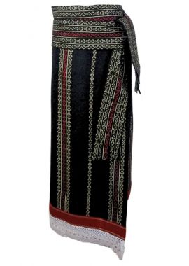 Fusta dama tip catrinta cu broderie traditionala one size, negru/rosu