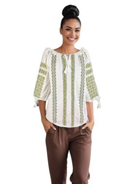 Ie dama traditionala alba RA25 alb/verde