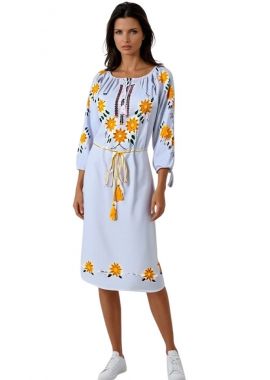 Rochie traditionala alba, dama RDF, alb/galben