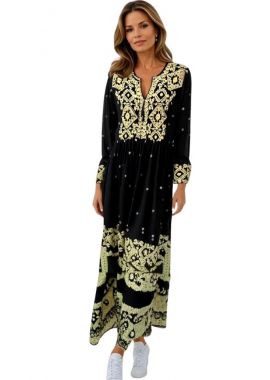 Rochie traditionala neagra, dama RL24, negru darth vader