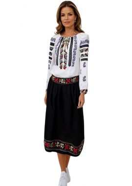 Fusta dama traditionala, negru/verde