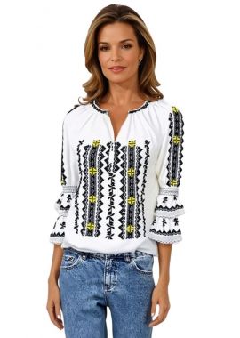 Ie dama alba cu broderie, ML 237, alb/galben