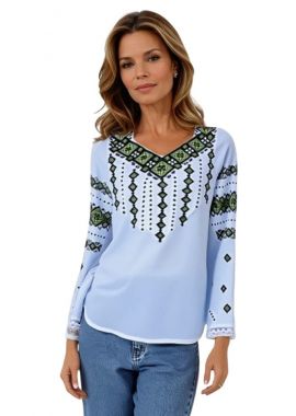 Ie dama alba cu broderie D24, alb/verde