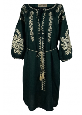 Rochie traditionala dama verdel RDF, verde/auriu