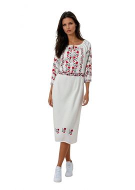 Rochie dama casual RL25 alb/rosu