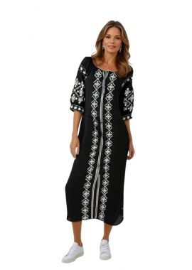 Rochie traditionala dama RL25 negru/gri