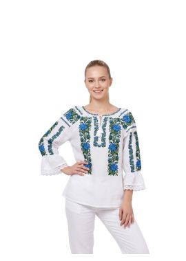 Bluza dama IL26 alb optic/verde