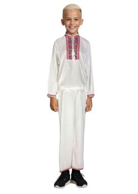 Costum popular baieti alb/rosu