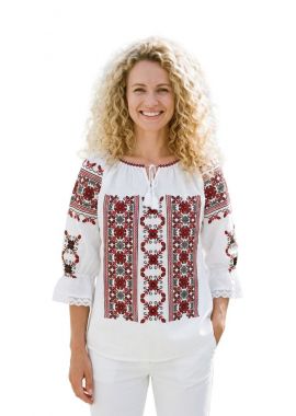 Bluza dama M26 alb/rosu