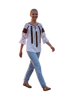 Bluza dama 2IU26 alb/portocaliu