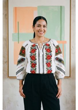 Ie dama traditionala M26 alb/albastru