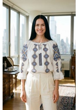 Ie traditionala dama M26 alb/maro