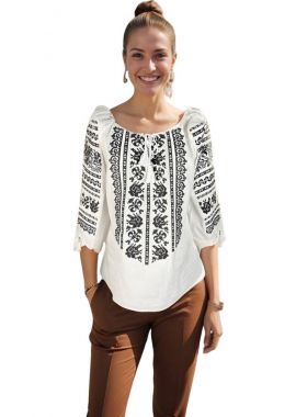 Ie dama traditionala alba RS25 alb/negru mahon