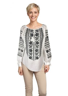 Ie dama traditionala alba O25 alb crystal/negru