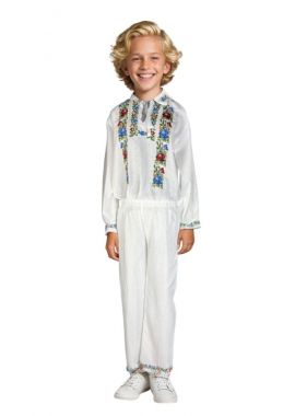 Costum popular baieti alb/verde