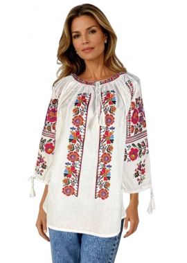 Bluza dama tip ie 257 alb/portocaliu