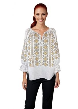 Ie dama traditionala I26 alb/maro