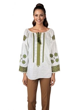 Ie dama traditionala I26 alb/olive