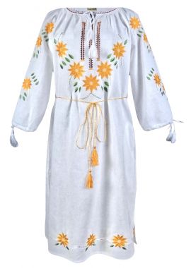 Rochie traditionala alba, dama RDF, alb/galben