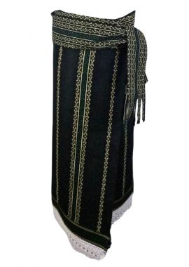 Fusta dama tip catrinta cu broderie traditionala one size, negru/verde