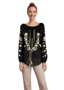 Bluza dama traditionala I26 negru/alb