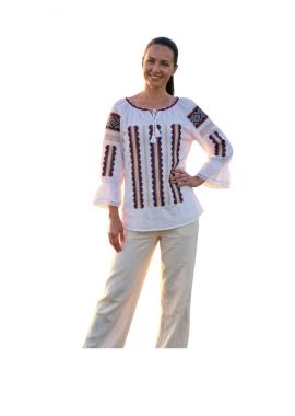 Bluza dama IU26 alb/rosu bordo