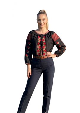 Bluza dama 2IU26 negru/rosu