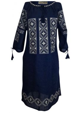 Rochie traditionala dama bleumarin, R11D, albastru