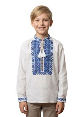 Ie traditionala copii baieti CB126 alb/albastru