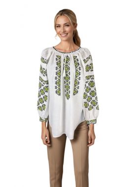Ie dama traditionala I26 alb/verde
