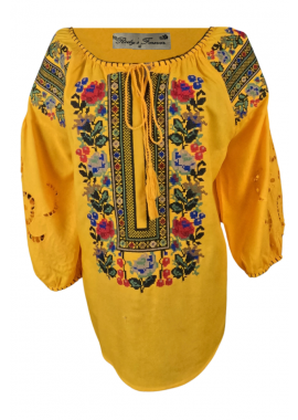 Bluza traditionala galbena,  dama, R25, galben