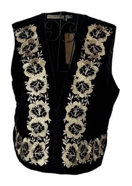 Vesta dama traditionala R25 negru inchis/auriu