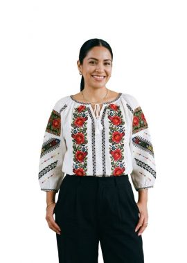 Bluza dama M26 alb/albastru