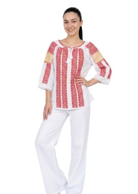 Bluza dama AU26 alb/rosu bordo