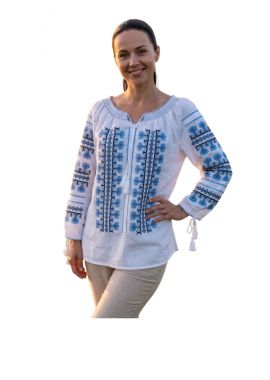 Bluza dama IU26 alb/albastru