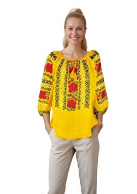 Bluza dama traditionala galbena RS25 galben/rosu