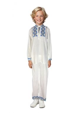 Costum popular baieti alb/crem