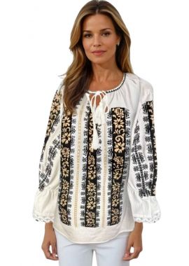 Ie dama traditionala R256  alb/crem
