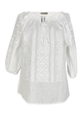 Ie dama alba cu broderie, B23, alb creta