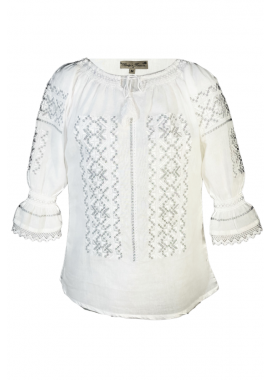 Ie dama alba cu broderie, ML26, alb/argintiu