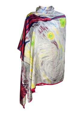 Esarfa tip sal pictata multicolor, Dacali, gri