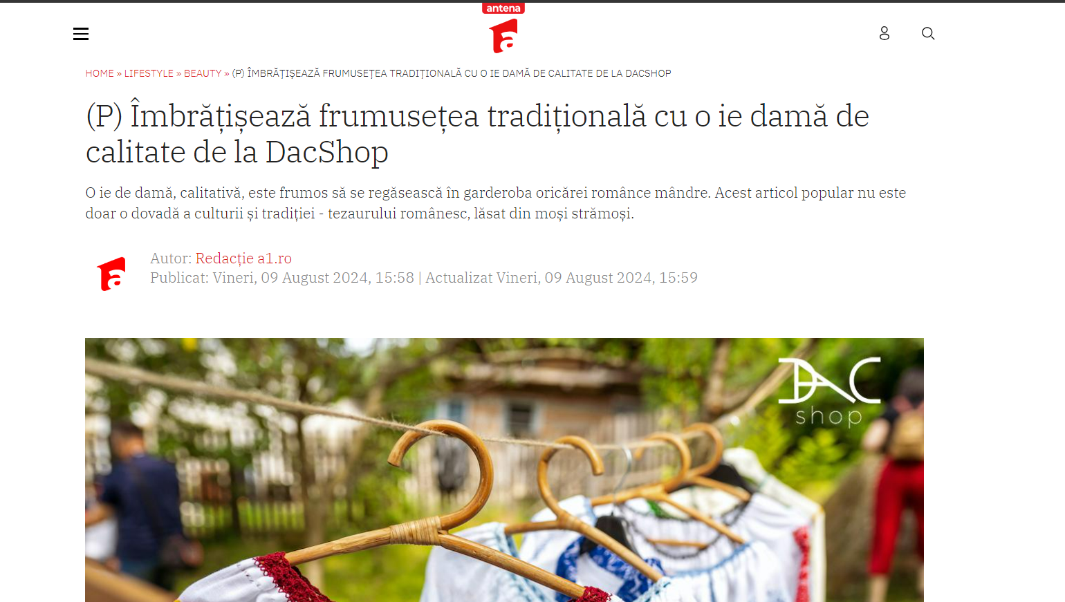 Imbrasiseaza frumusetea traditionala cu o ie dama de calitate de la DacShop